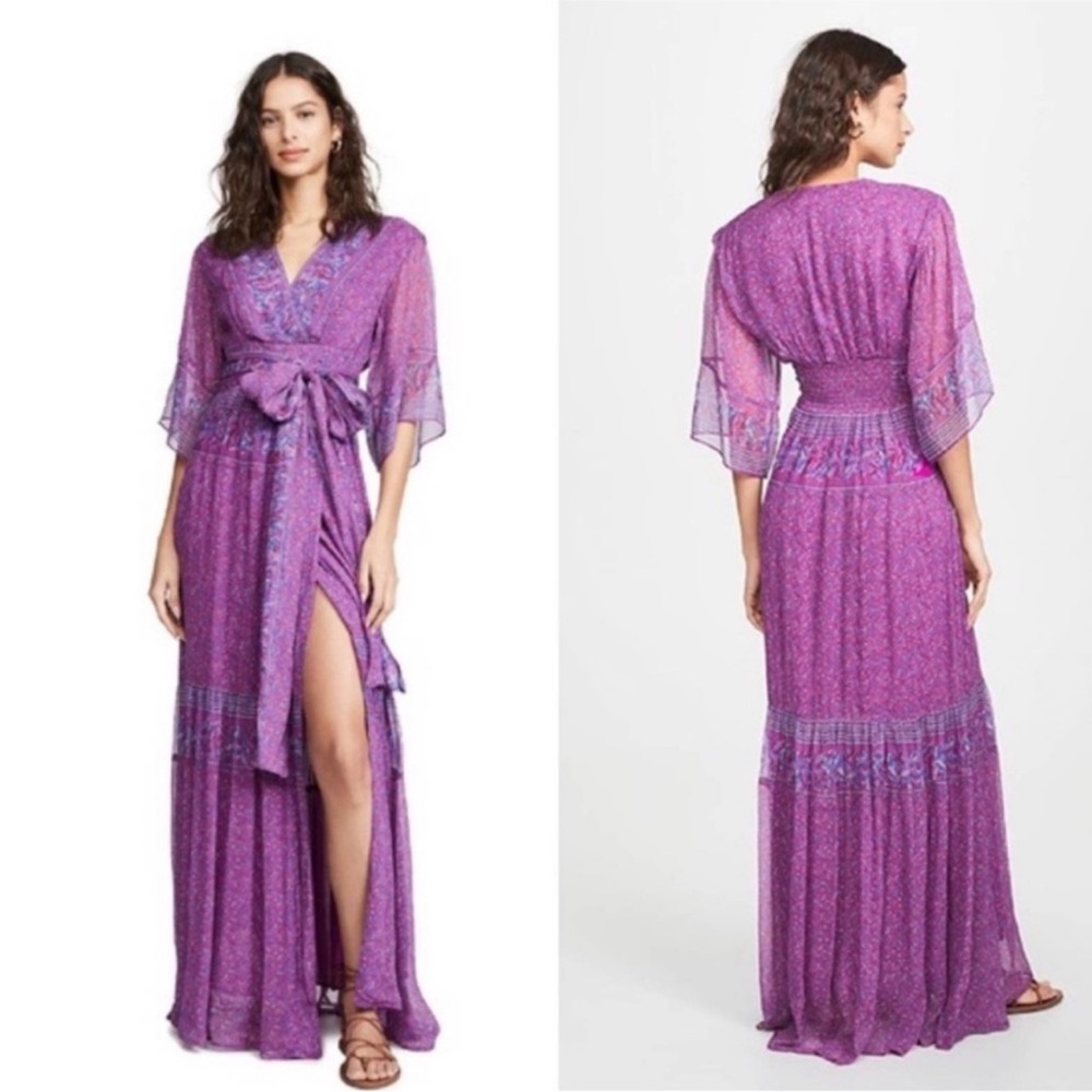ba&sh Maya Botanical Faux-Wrap Maxi Dress Size: Small